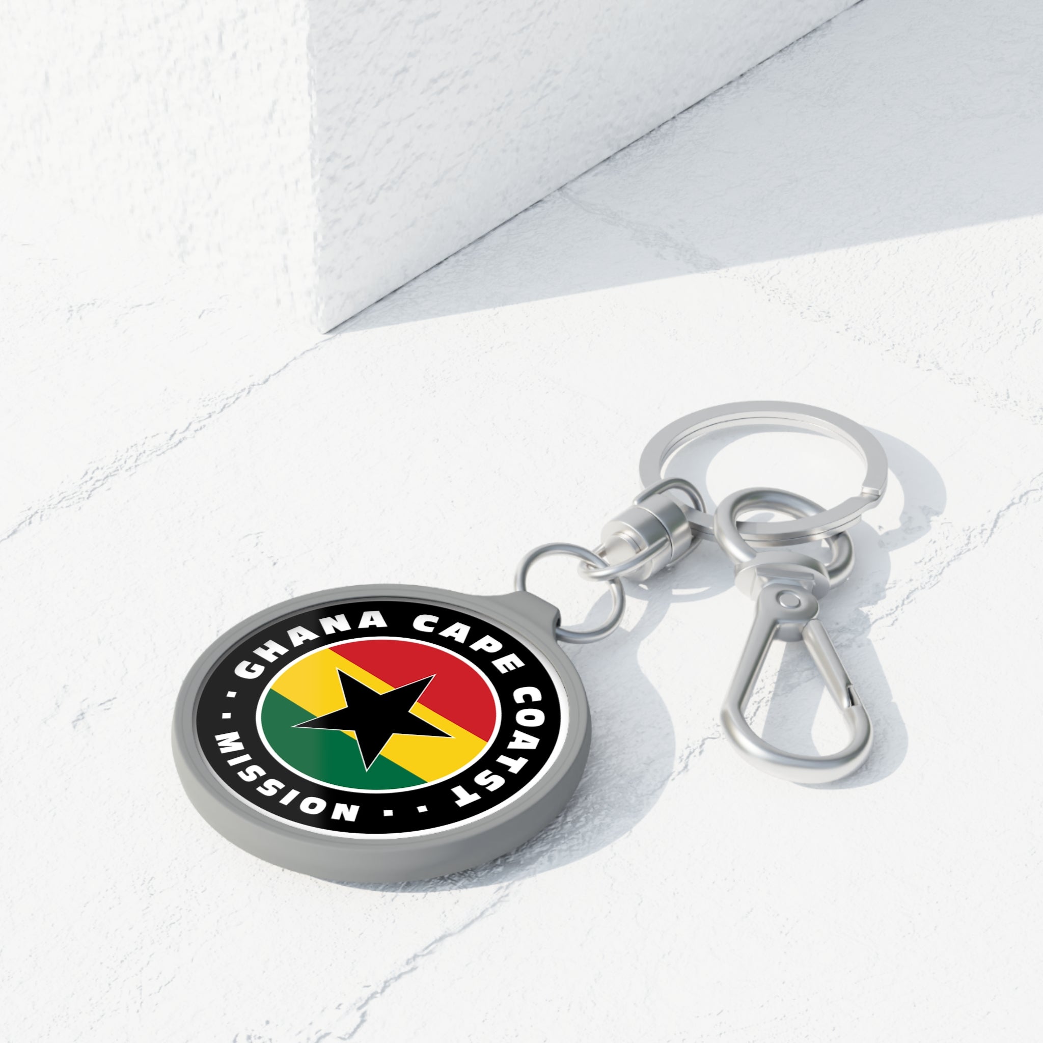 Ghana Cape Coast Mission Circle Flag Key Tag - Latter-Day Saint LDS Missionary Gift - Book of Mormon