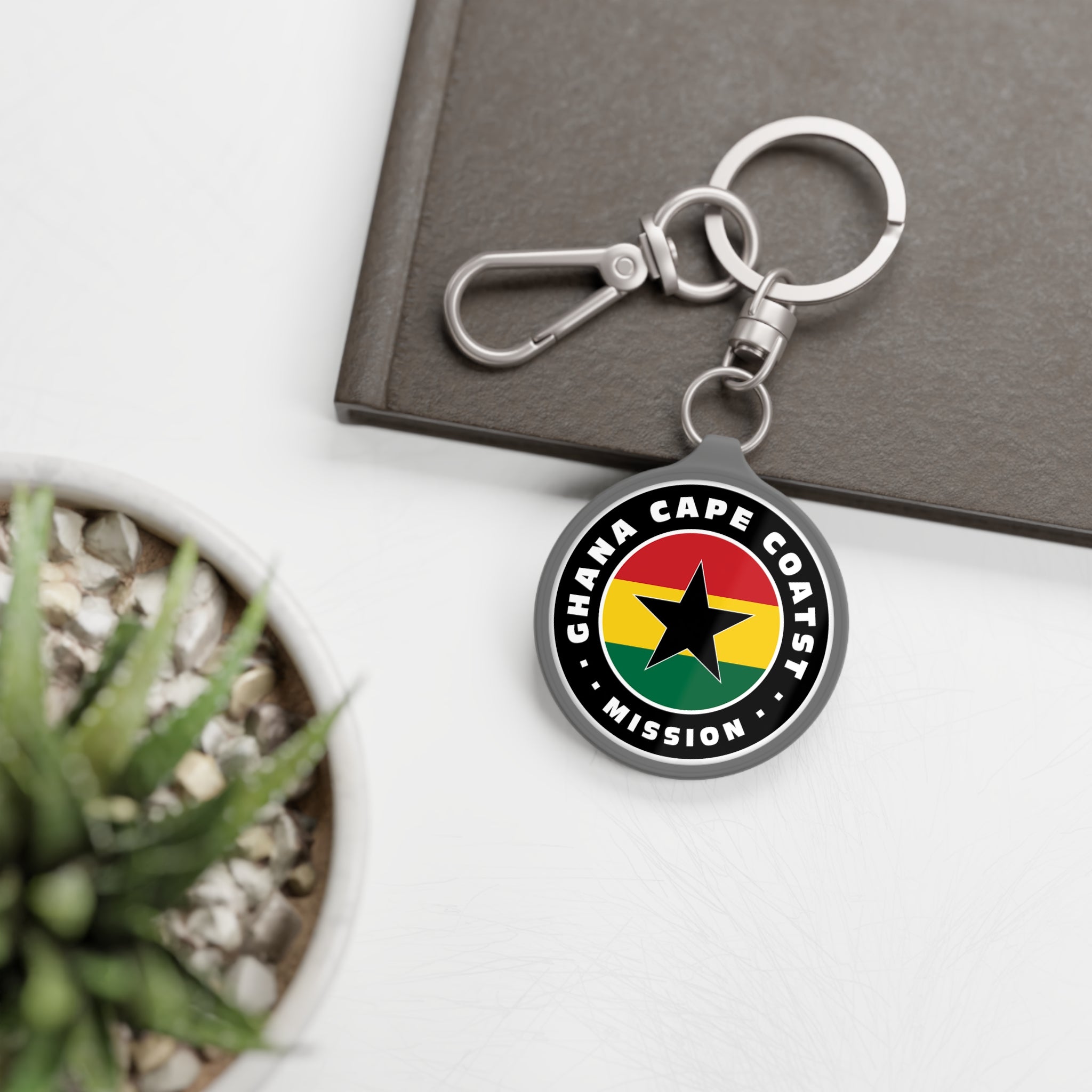 Ghana Cape Coast Mission Circle Flag Key Tag - Latter-Day Saint LDS Missionary Gift - Book of Mormon