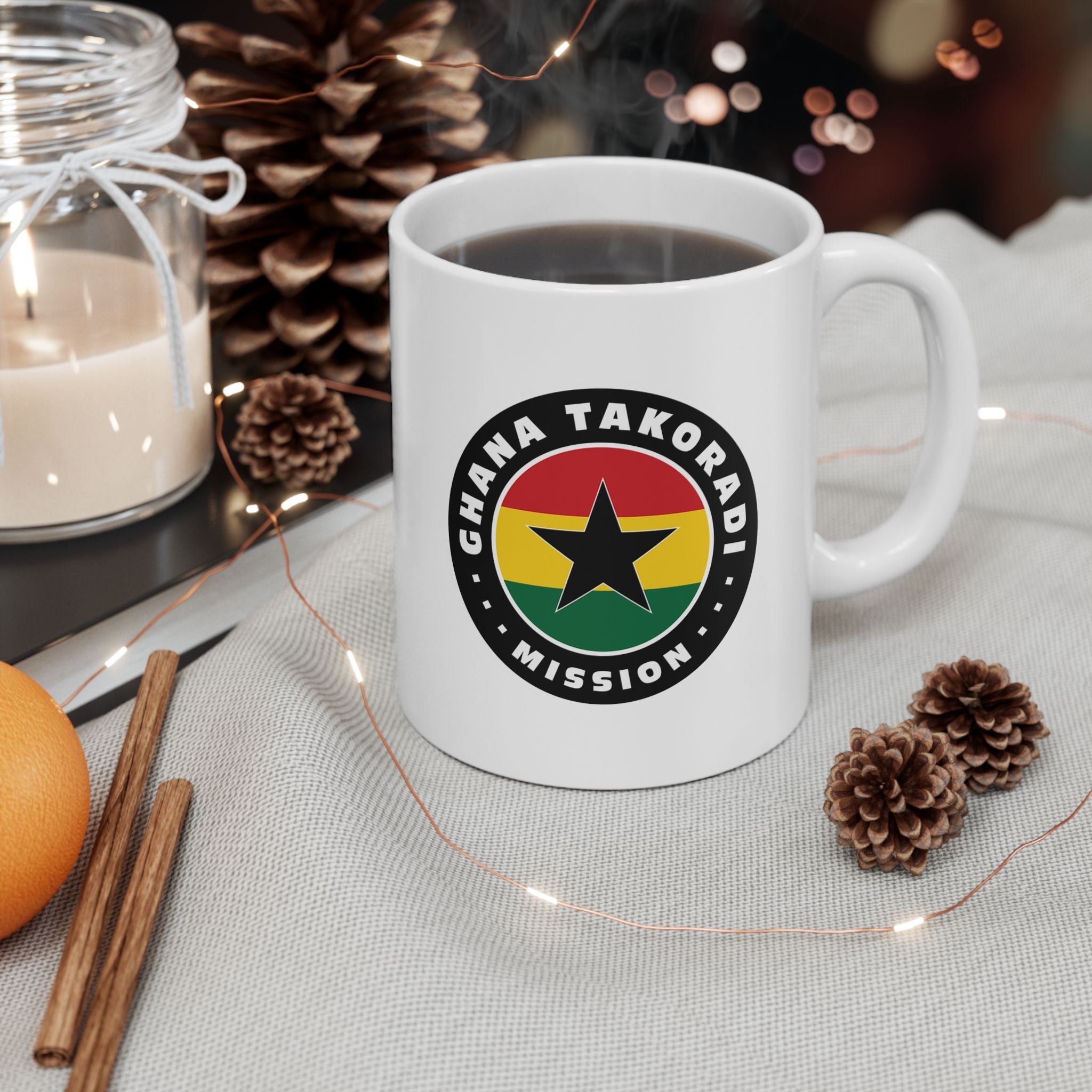 Ghana Takoradi Mission Circular Flag White Ceramic Mug - Latter-Day Saint LDS Missionary Gift - Book of Mormon