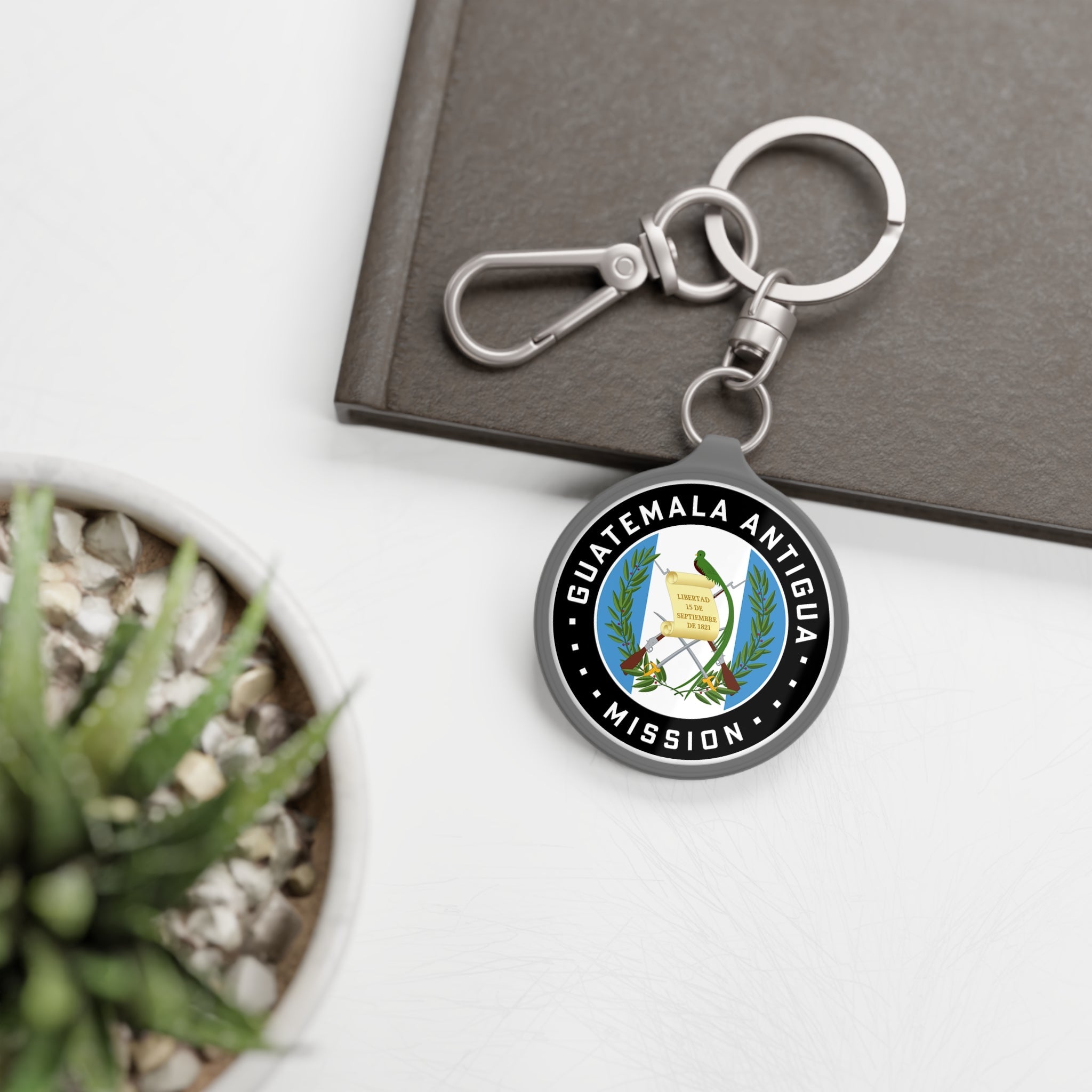 Guatemala Antigua Mission Circle Flag Key Tag - Latter-Day Saint LDS Missionary Gift - Book of Mormon