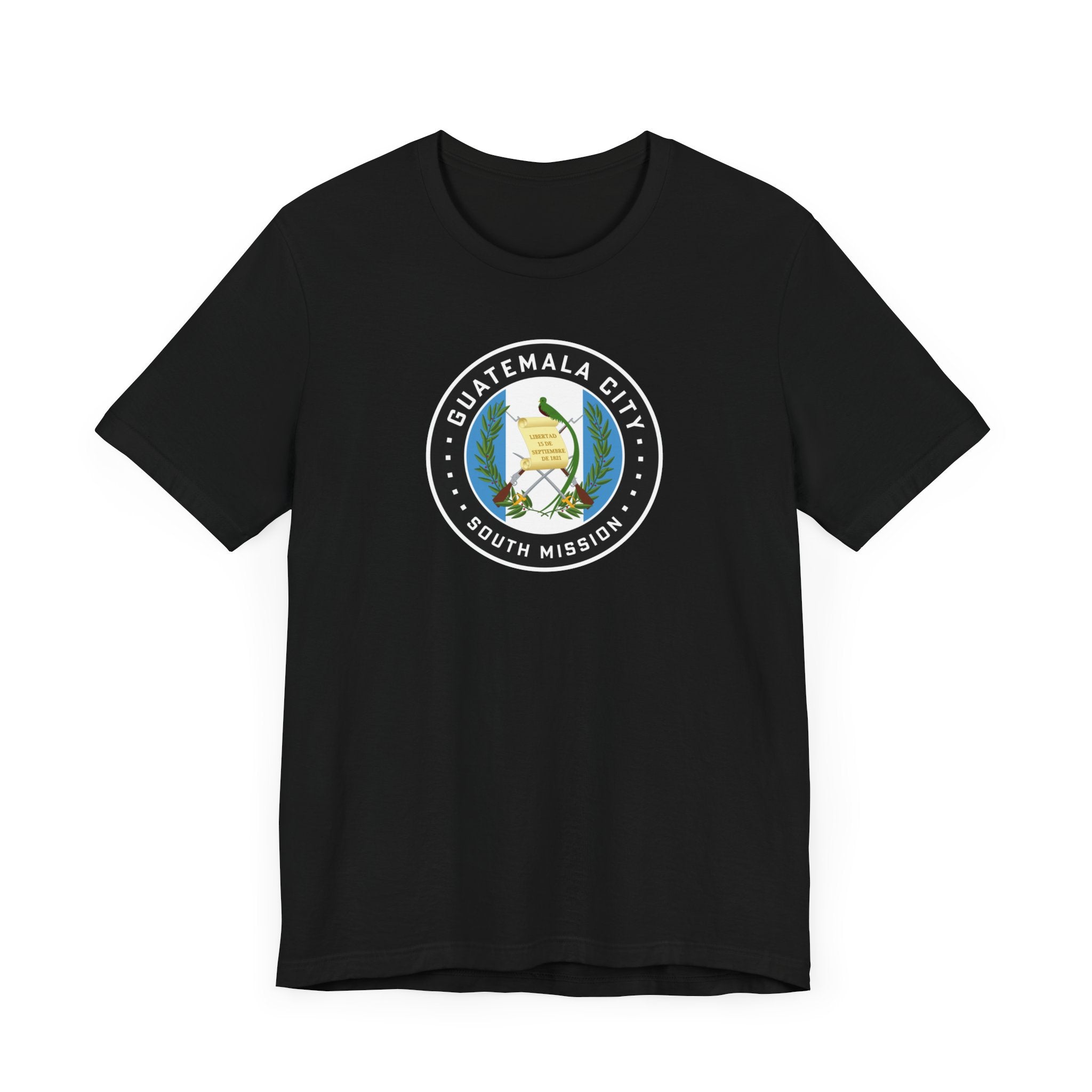 Guatemala Guatemala City South Mission Flag Logo (Black Border) T-shirt - Latter-Day Saint LDS Missionary Gift - Book of Mormon