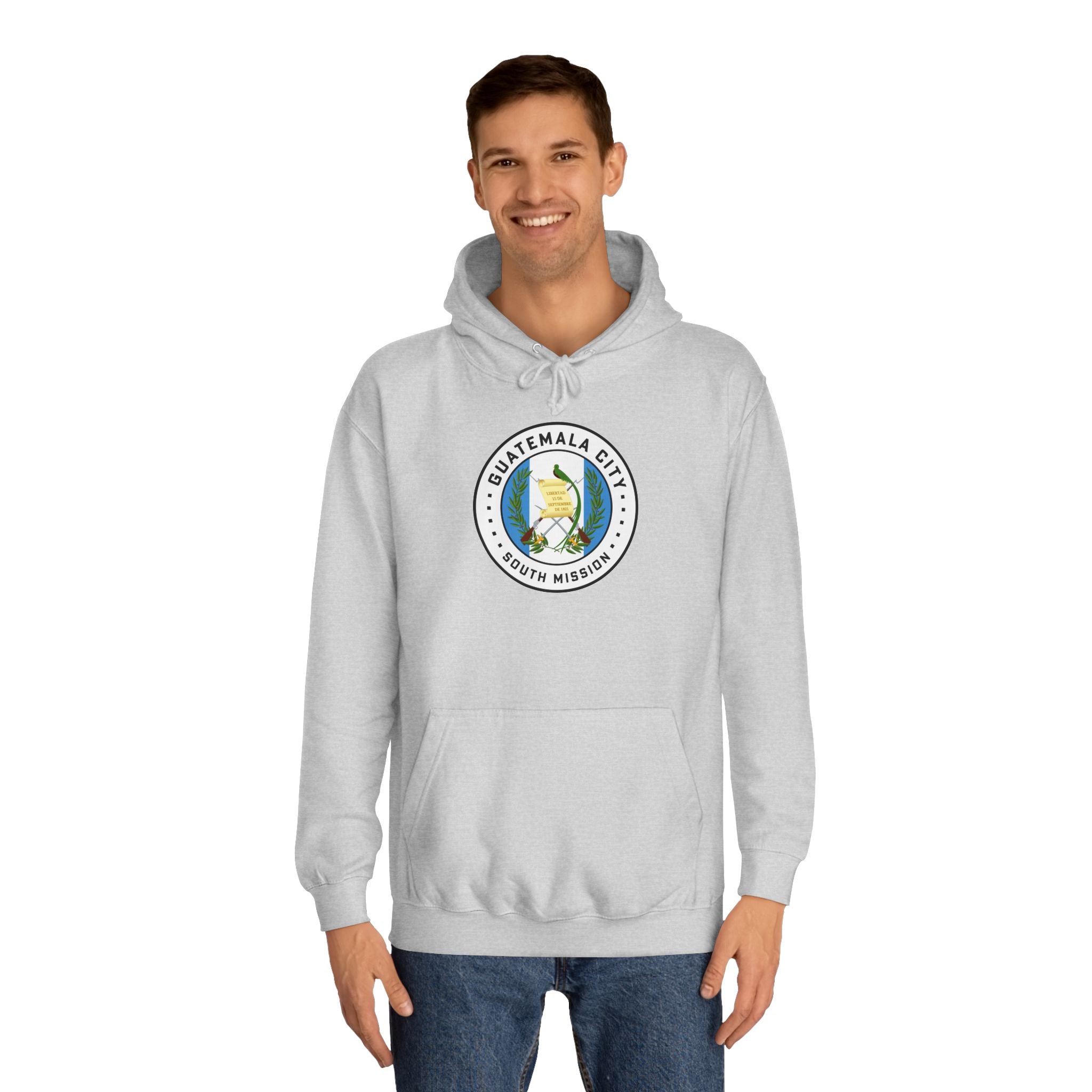 Guatemala Guatemala City South Mission Flag Logo (White Border) College Hoodie - Latter-Day Saint LDS Missionary Gift - Book of Mormon