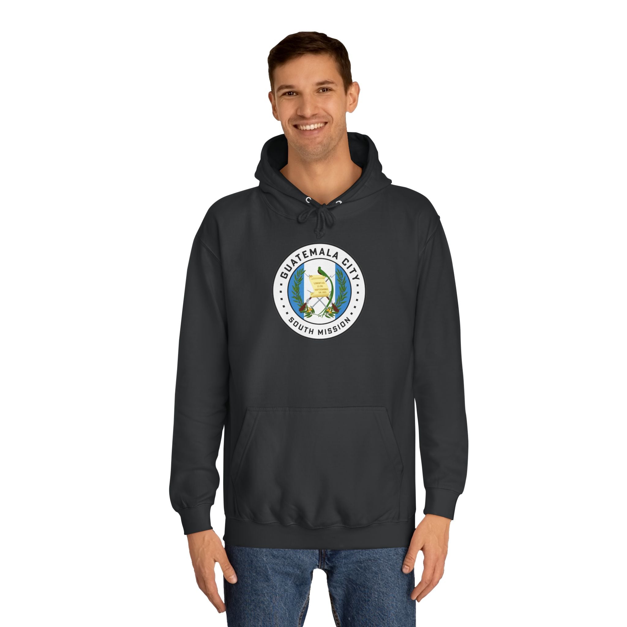 Guatemala Guatemala City South Mission Flag Logo (White Border) College Hoodie - Latter-Day Saint LDS Missionary Gift - Book of Mormon