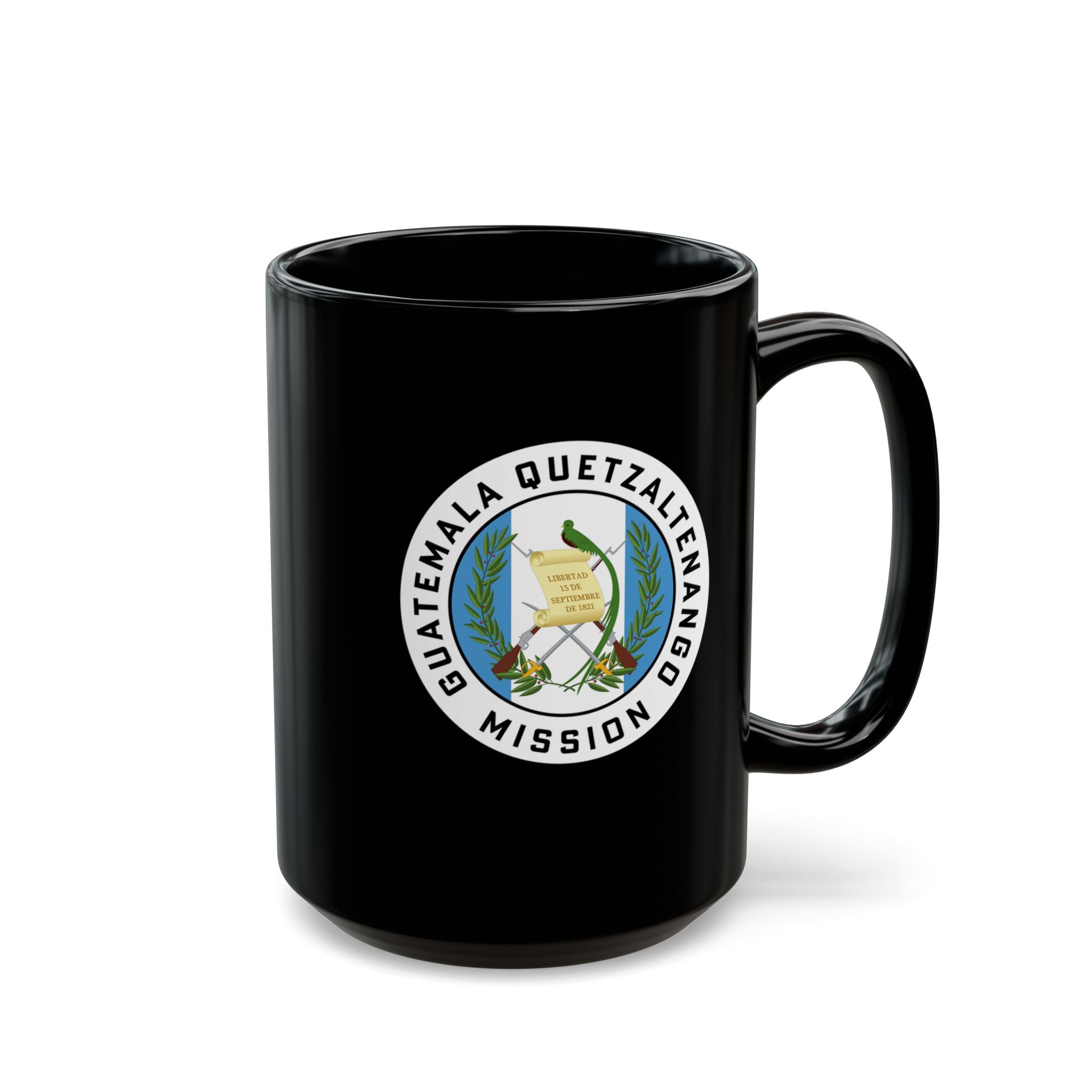 Guatemala Quetzaltenango Mission Circular Flag Black Ceramic Mug - Latter-Day Saint LDS Missionary Gift - Book of Mormon