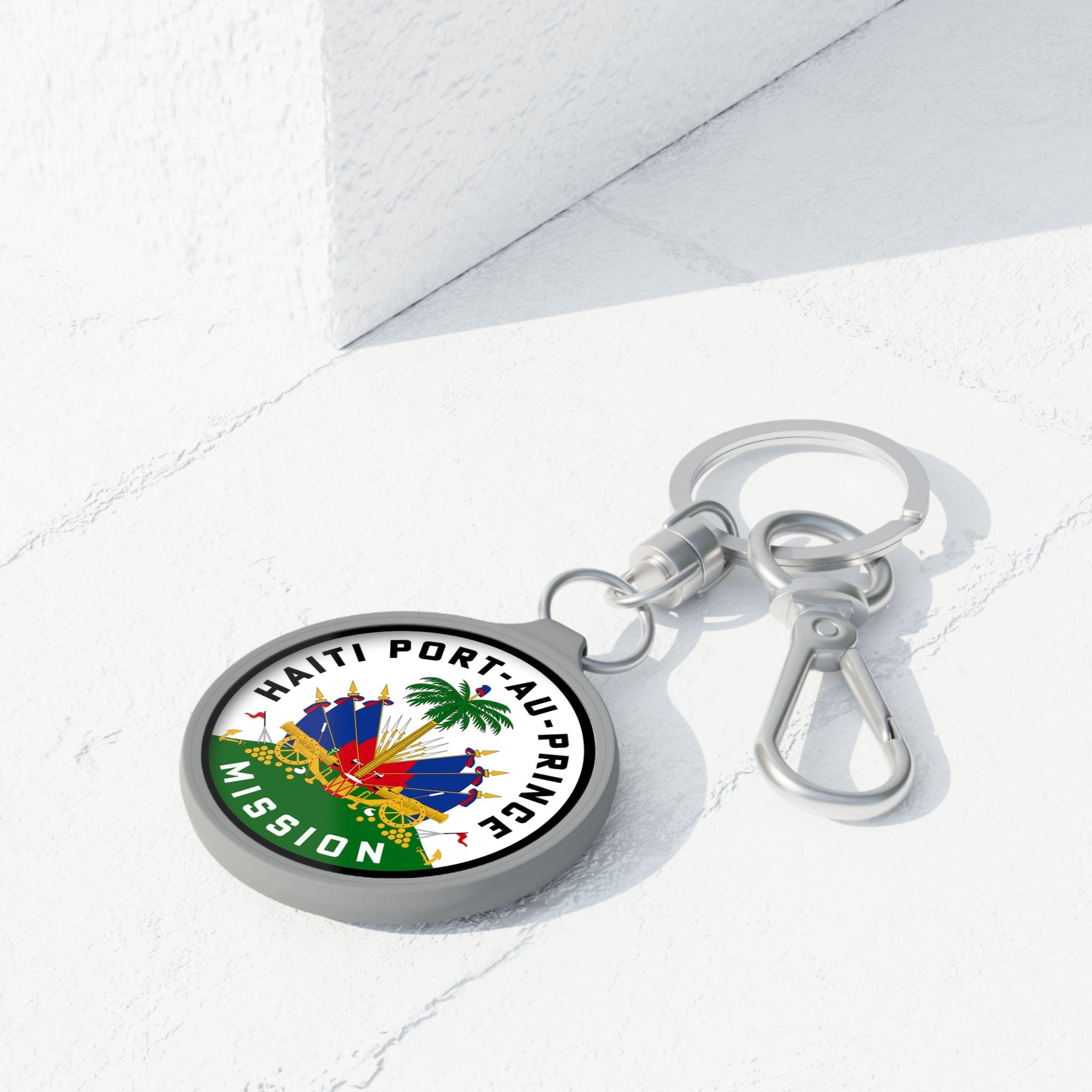 Haiti Port-au-Prince Mission Circle Flag Key Tag - Latter-Day Saint LDS Missionary Gift - Book of Mormon