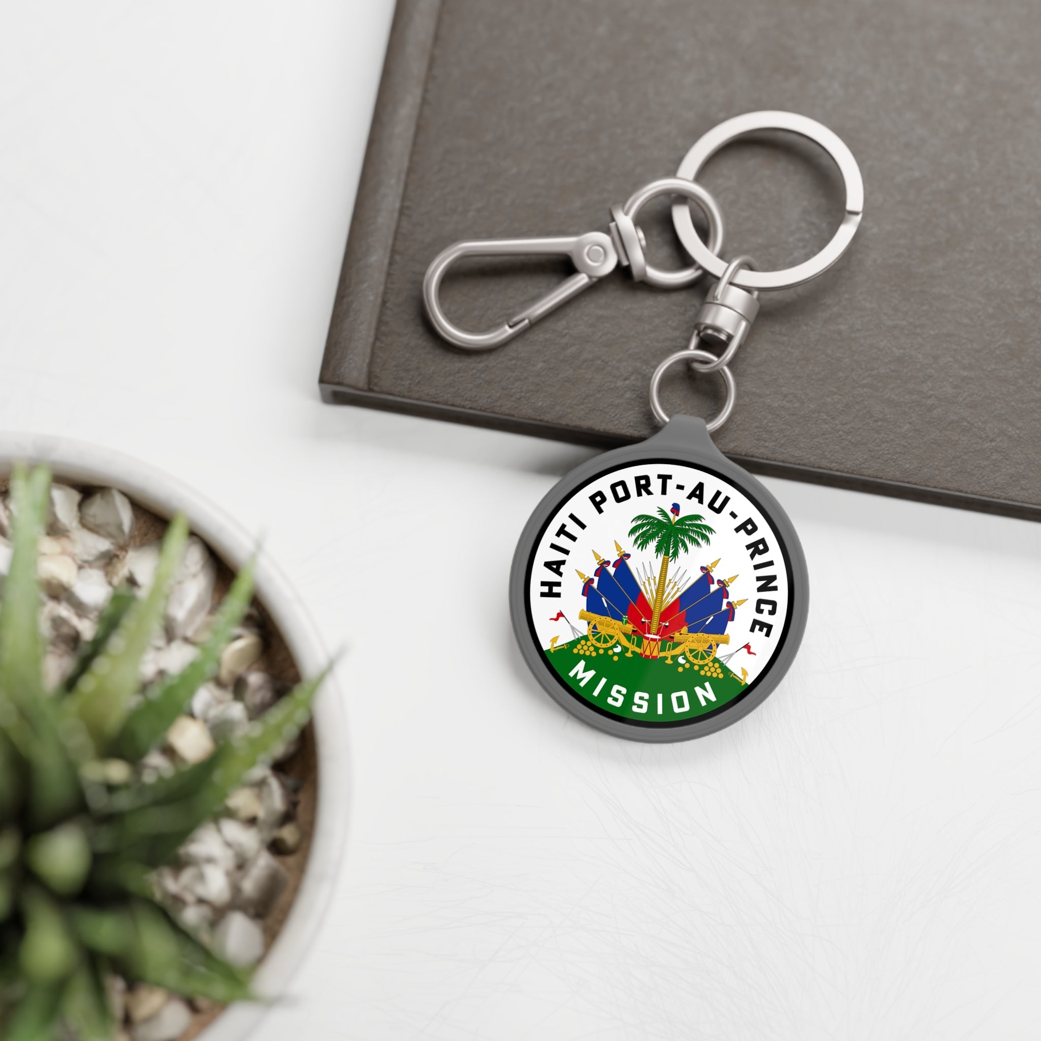 Haiti Port-au-Prince Mission Circle Flag Key Tag - Latter-Day Saint LDS Missionary Gift - Book of Mormon