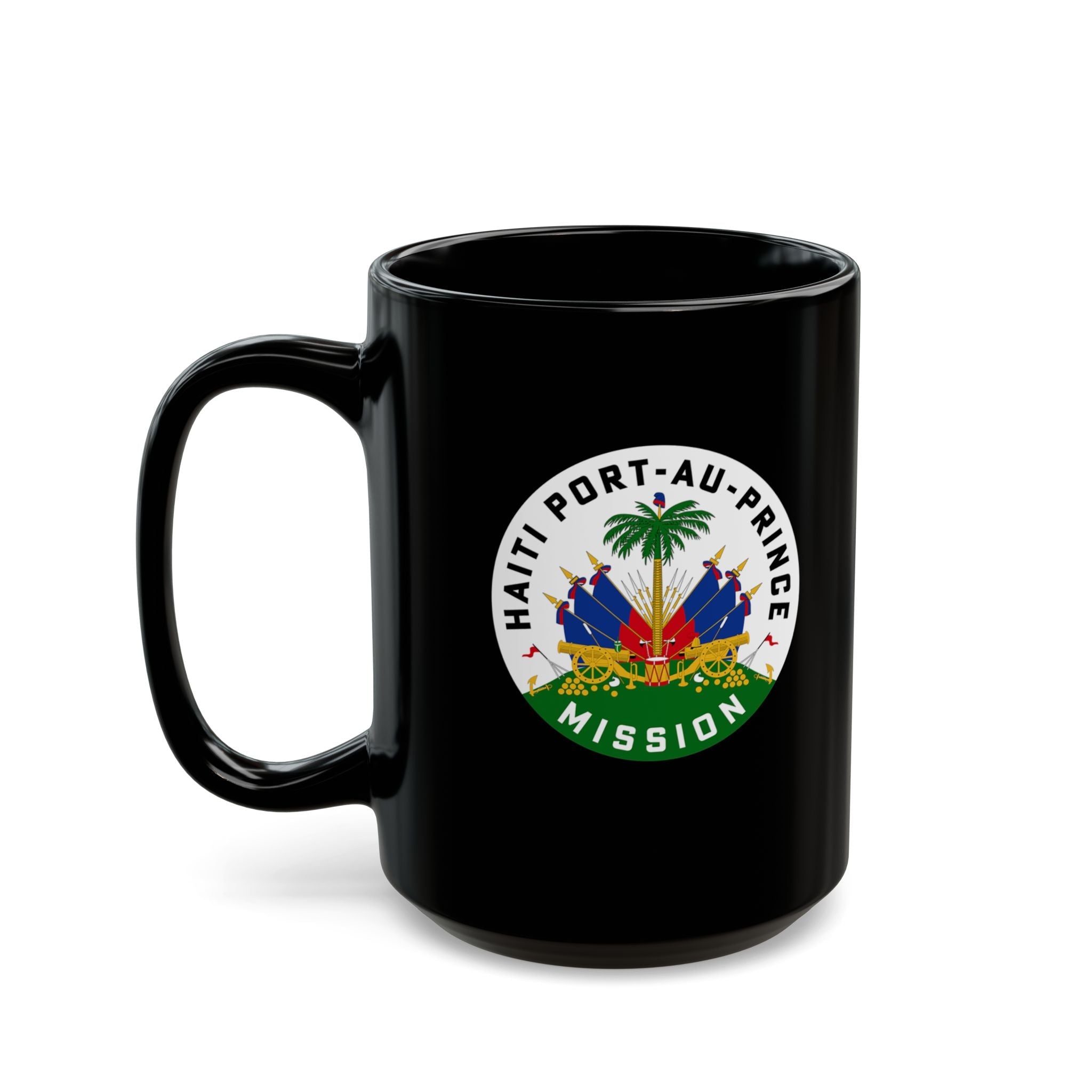 Haiti Port-au-Prince Mission Circular Flag Black Ceramic Mug - Latter-Day Saint LDS Missionary Gift - Book of Mormon