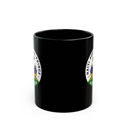 Haiti Port-au-Prince Mission Circular Flag Black Ceramic Mug - Latter-Day Saint LDS Missionary Gift - Book of Mormon