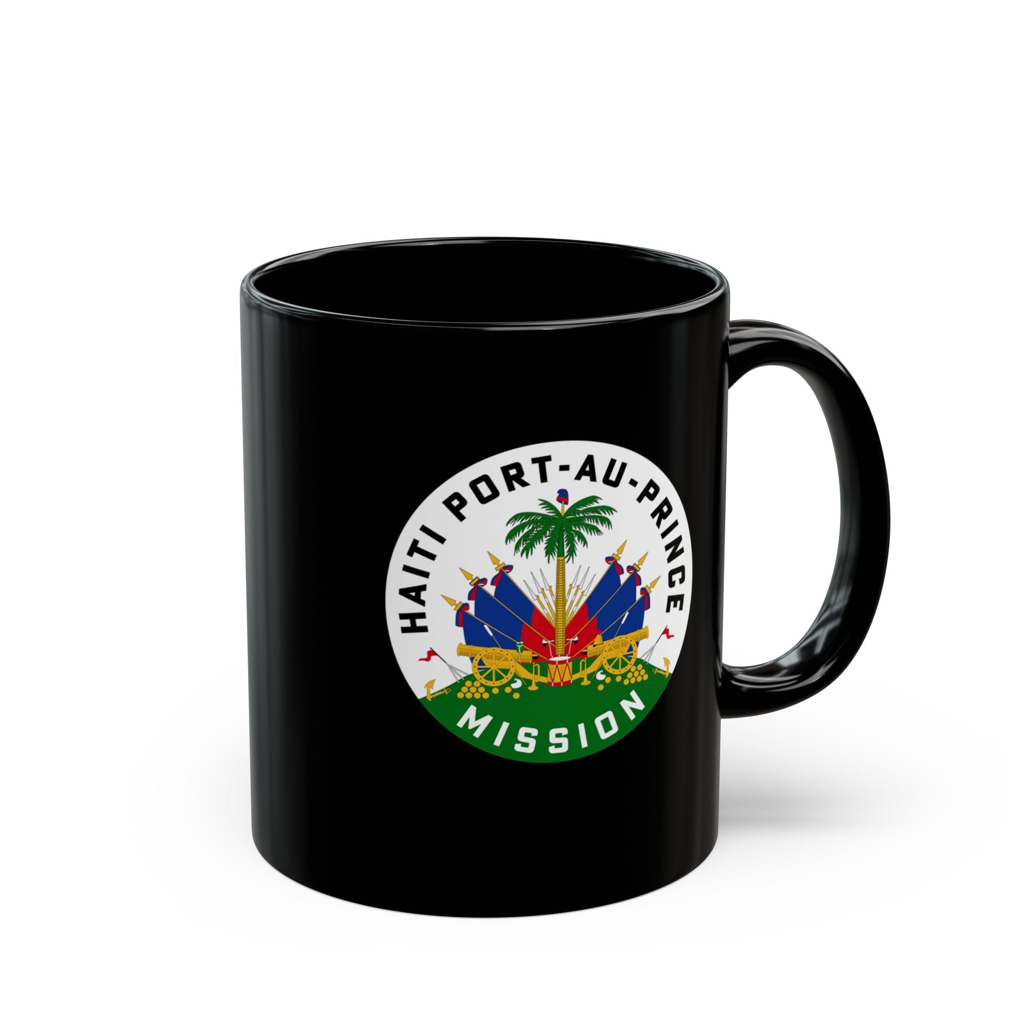 Haiti Port-au-Prince Mission Circular Flag Black Ceramic Mug - Latter-Day Saint LDS Missionary Gift - Book of Mormon