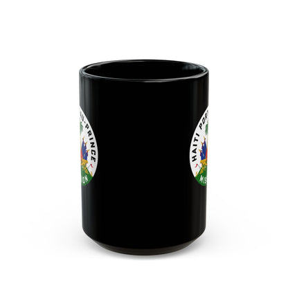 Haiti Port-au-Prince Mission Circular Flag Black Ceramic Mug - Latter-Day Saint LDS Missionary Gift - Book of Mormon