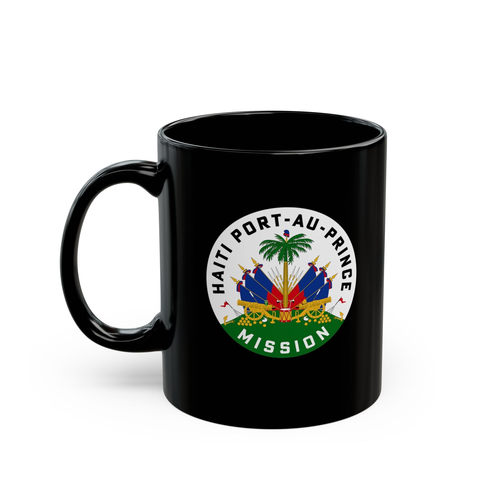 Haiti Port-au-Prince Mission Circular Flag Black Ceramic Mug - Latter-Day Saint LDS Missionary Gift - Book of Mormon