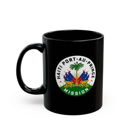 Haiti Port-au-Prince Mission Circular Flag Black Ceramic Mug - Latter-Day Saint LDS Missionary Gift - Book of Mormon