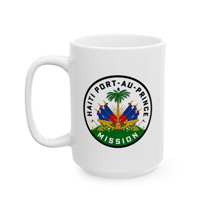 Haiti Port-au-Prince Mission Circular Flag White Ceramic Mug - Latter-Day Saint LDS Missionary Gift - Book of Mormon