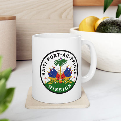 Haiti Port-au-Prince Mission Circular Flag White Ceramic Mug - Latter-Day Saint LDS Missionary Gift - Book of Mormon