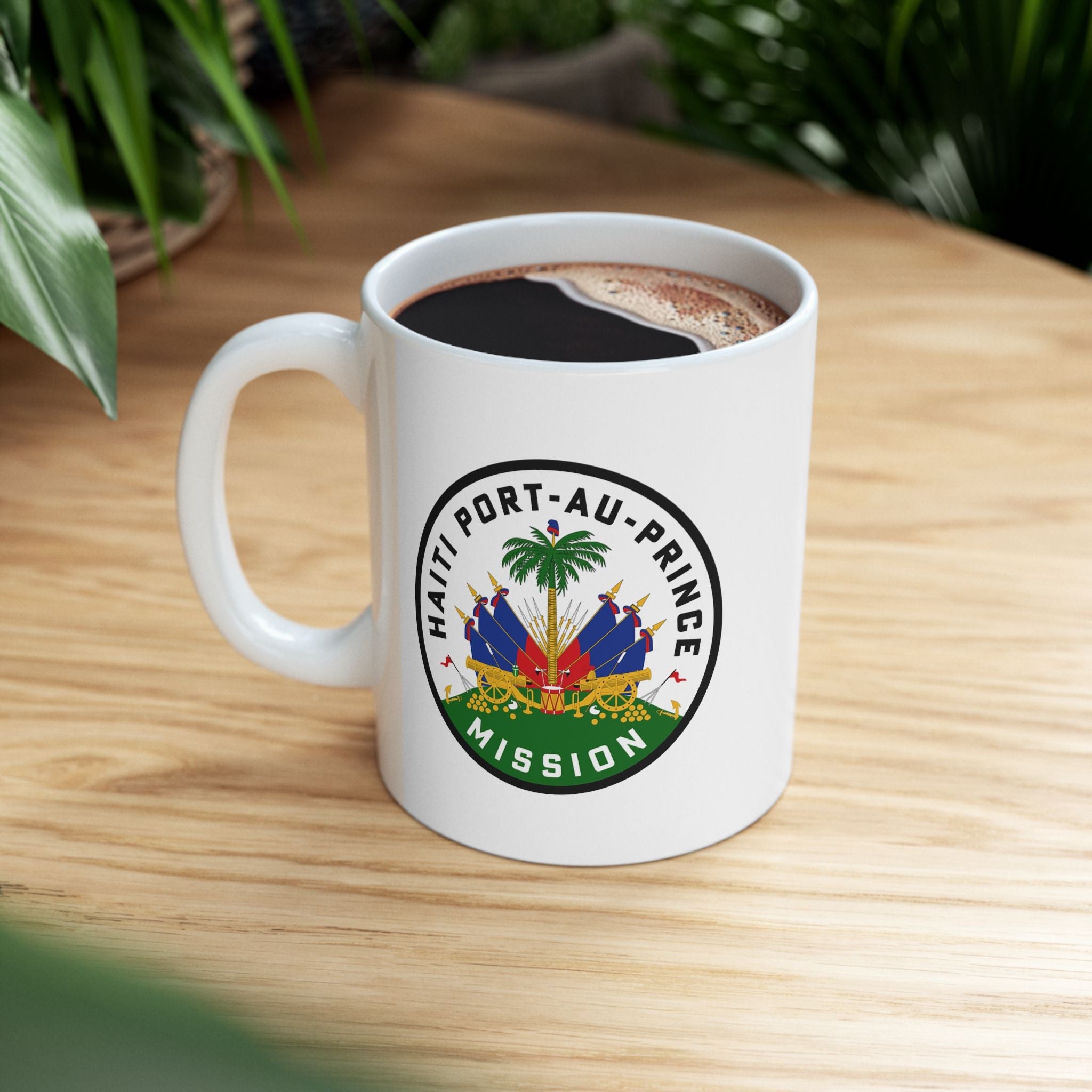 Haiti Port-au-Prince Mission Circular Flag White Ceramic Mug - Latter-Day Saint LDS Missionary Gift - Book of Mormon