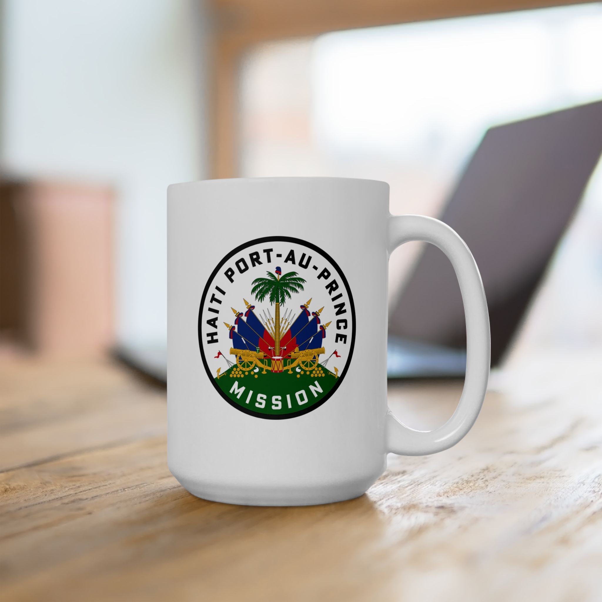 Haiti Port-au-Prince Mission Circular Flag White Ceramic Mug - Latter-Day Saint LDS Missionary Gift - Book of Mormon