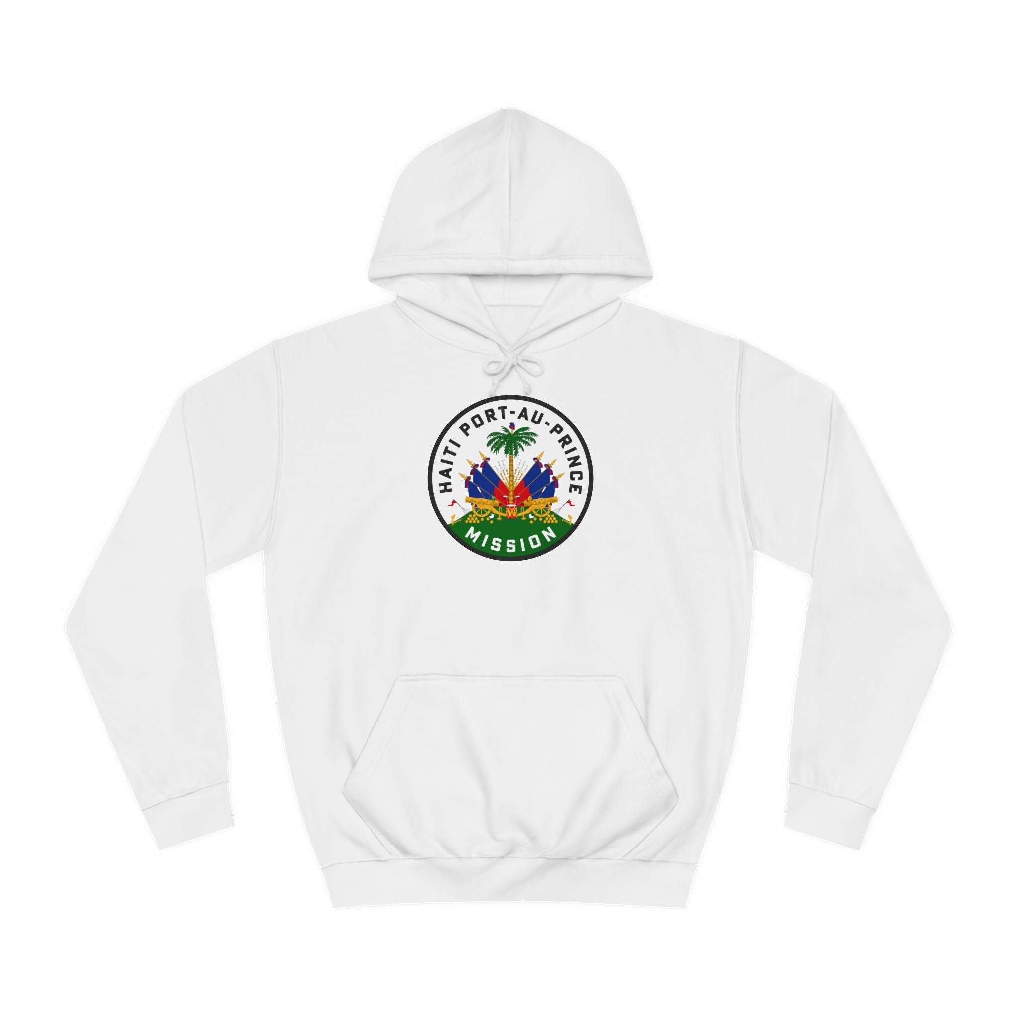 Haiti Port-au-Prince Mission Flag Logo (White Border) College Hoodie - Latter-Day Saint LDS Missionary Gift - Book of Mormon