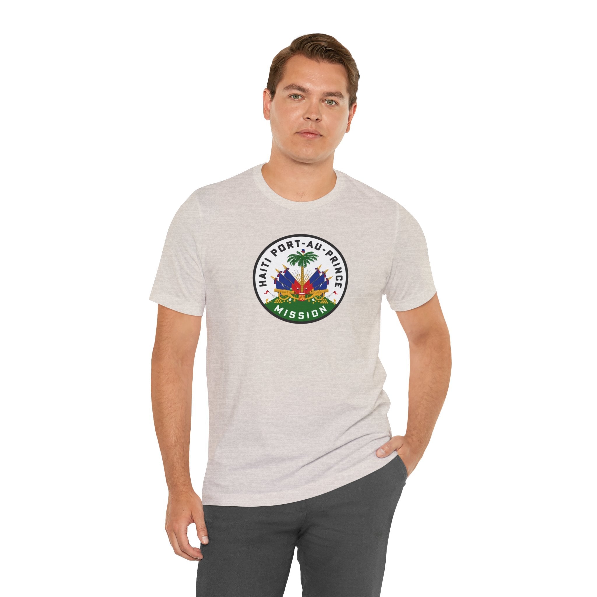 Haiti Port-au-Prince Mission Flag Logo (White Border) T-shirt - Latter-Day Saint LDS Missionary Gift - Book of Mormon