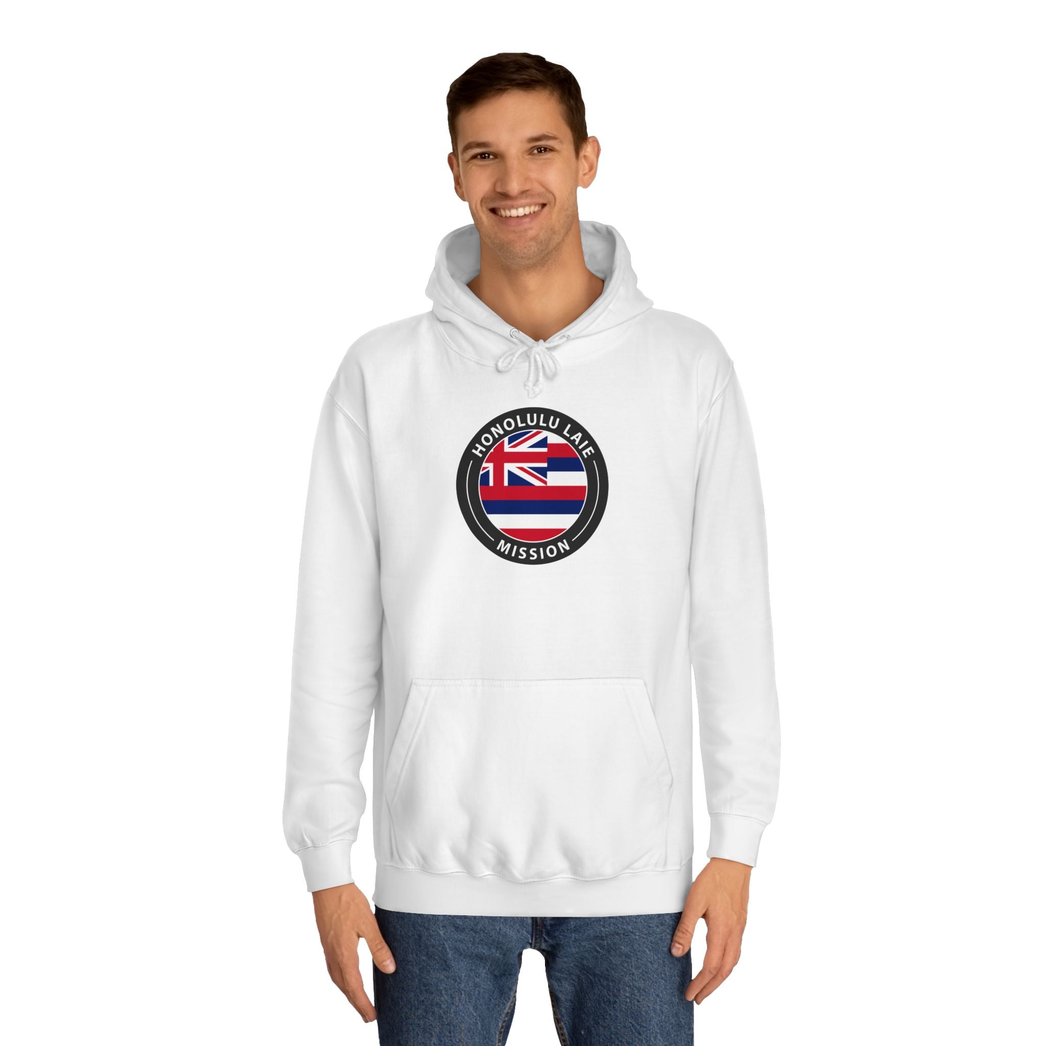 Hawaii Laie Mission State Flag Logo (Black Border) College Hoodie