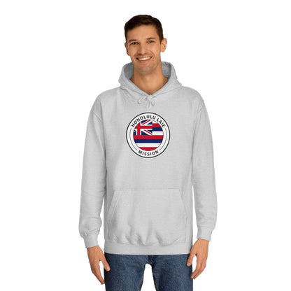 Hawaii Laie Mission State Flag Logo (White Border) College Hoodie