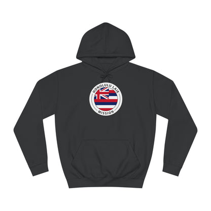 Hawaii Laie Mission State Flag Logo (White Border) College Hoodie