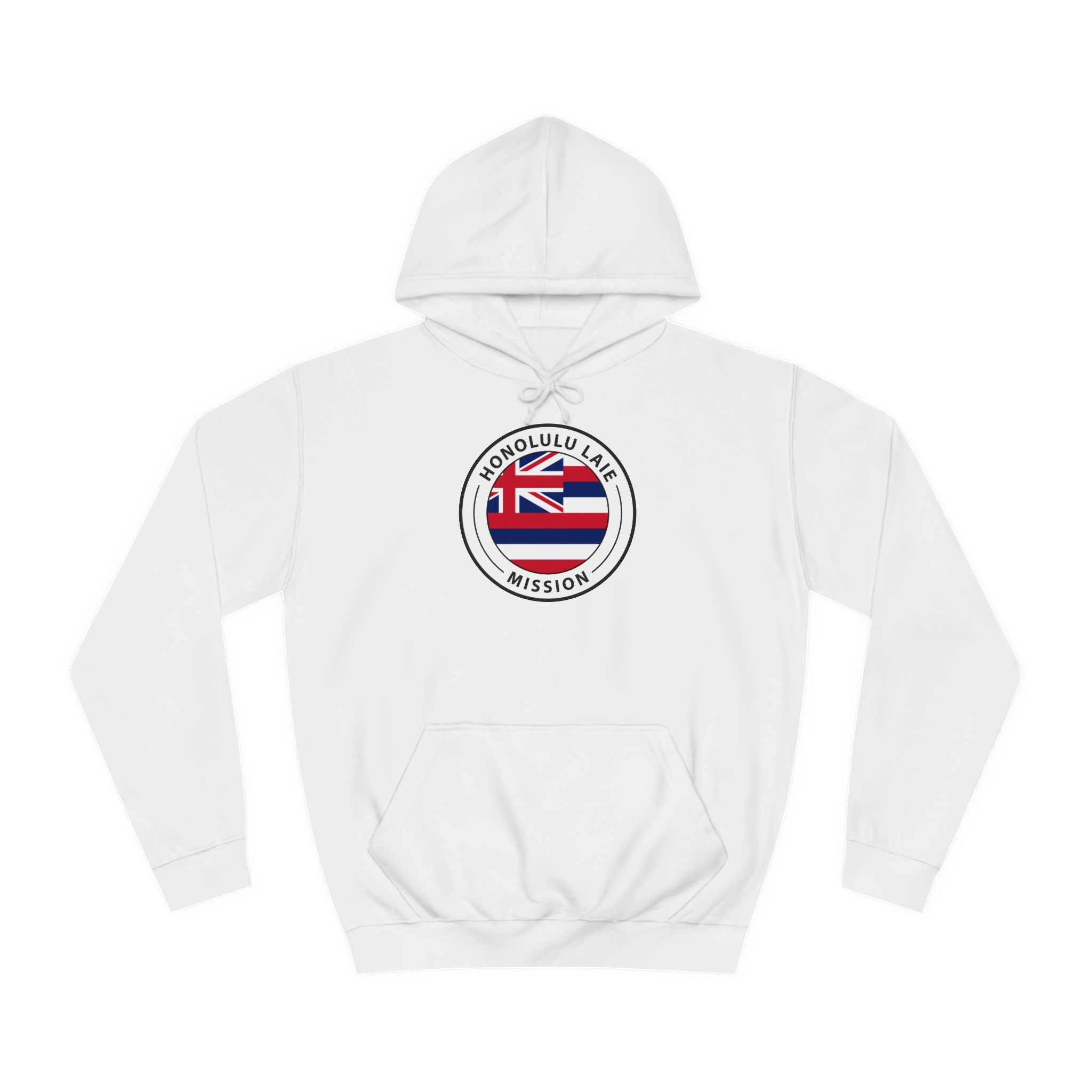 Hawaii Laie Mission State Flag Logo (White Border) College Hoodie