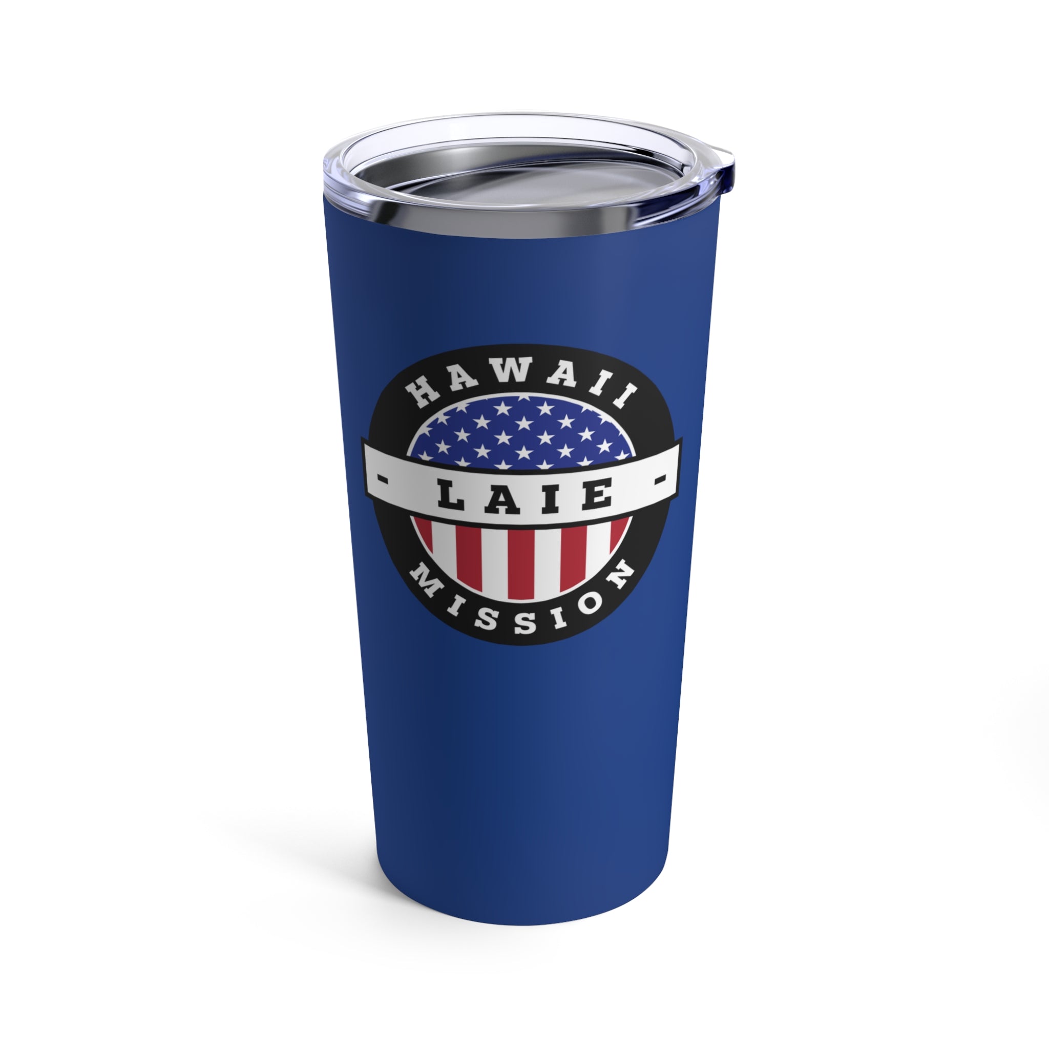 Hawaii Laie Mission USA Flag Logo Tumbler 20oz Blue - Latter-Day Saint LDS Missionary Gift - Book of Mormon