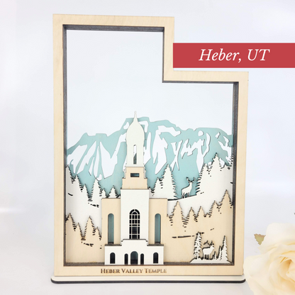 Heber Valley Utah Temple LDS Customized Temple State Sign, Laser cut and fully assembled