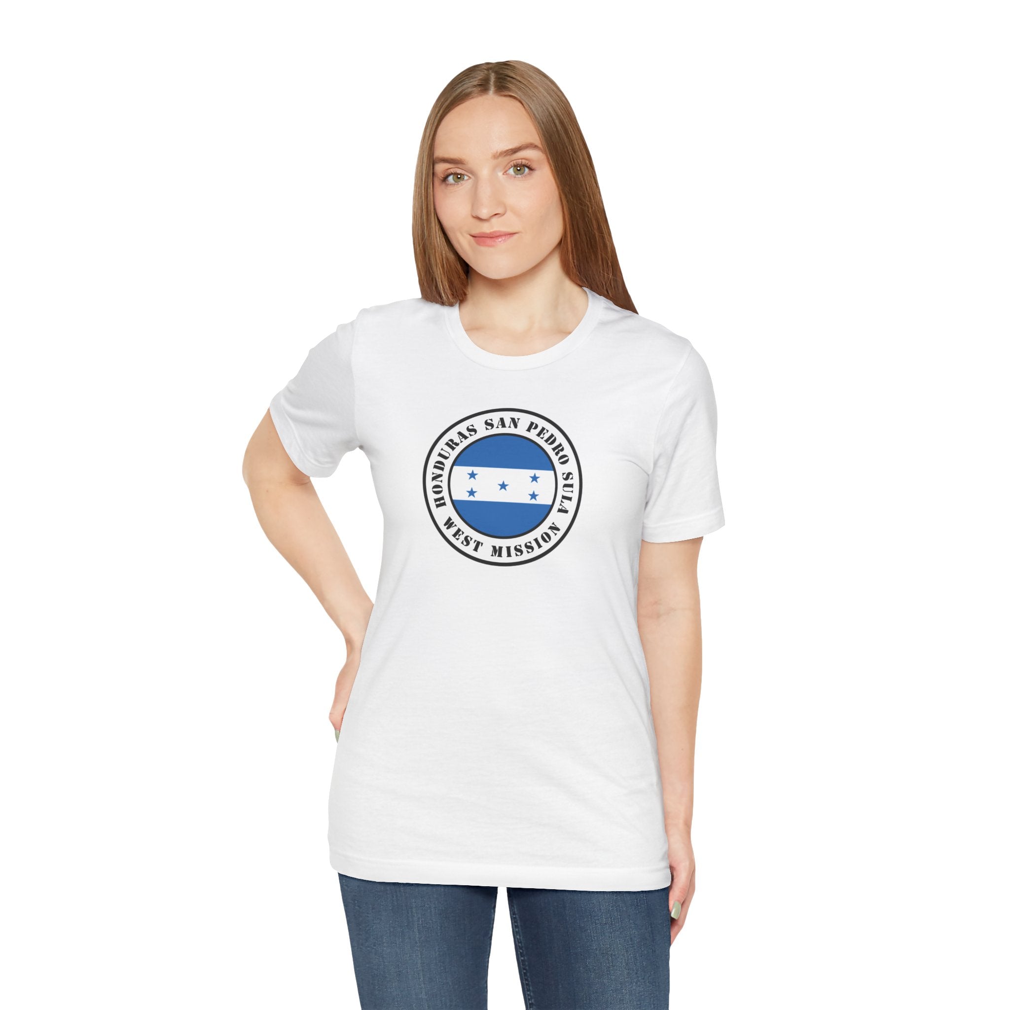 Honduras San Pedro Sula West Mission Flag Logo (White Border) T-shirt - Latter-Day Saint LDS Missionary Gift - Book of Mormon