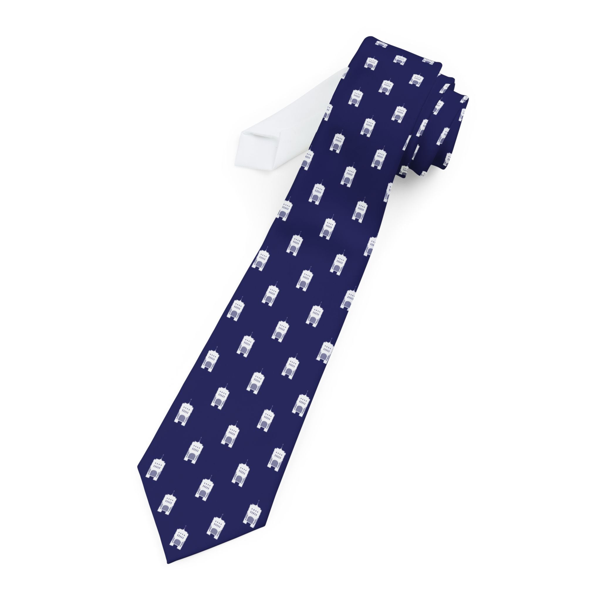 Hong Kong China Temple Patterned Neck Tie for Elders (Blue) - Mission Wishlist - LDS Missionary Gift Store