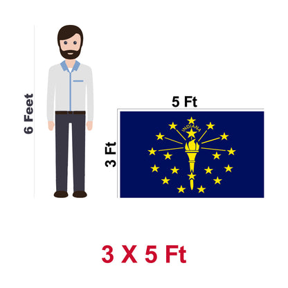 Indiana State Flag 300D Embroidered Polyester 3x5 Ft