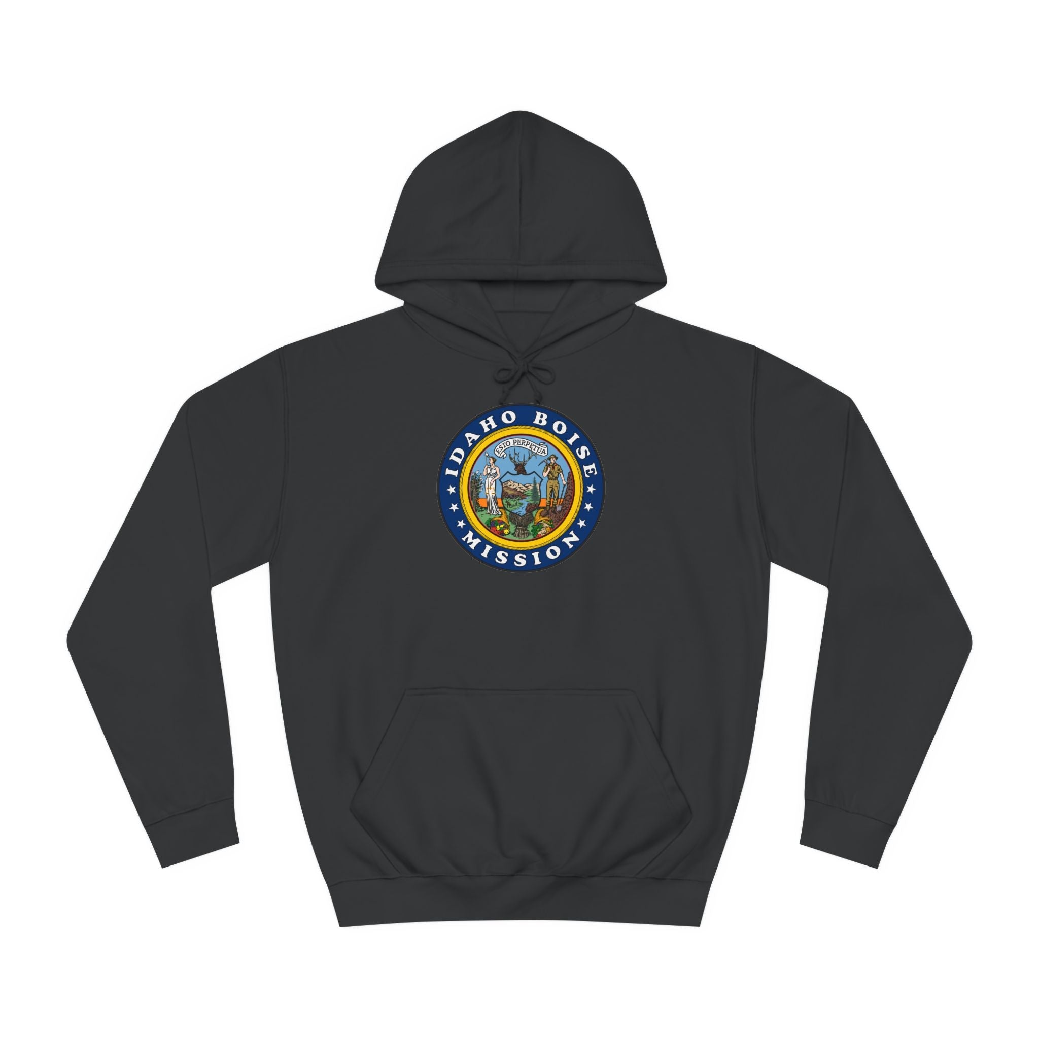 Idaho Boise Mission State Flag Logo (Black Border) College Hoodie