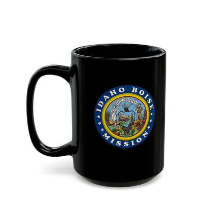 Idaho Boise Mission State Flag Logo Ceramic Mug Black Name - Latter-Day Saint LDS Missionary Gift - Book of Mormon