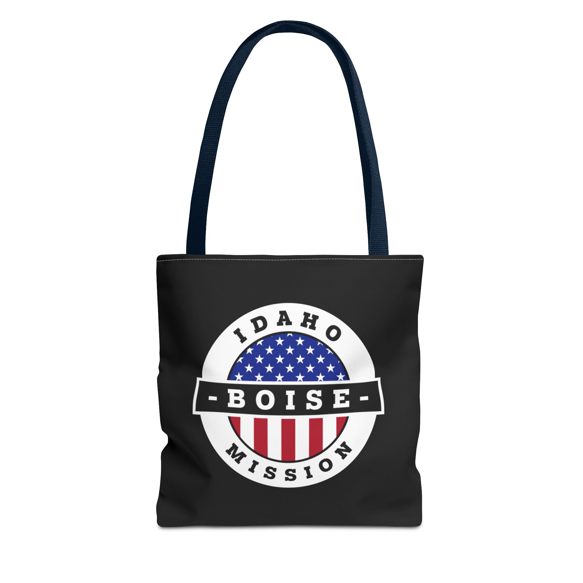 Idaho Boise Mission USA Flag Logo Tote Bag Black - Latter-Day Saint LDS Missionary Gift - Book of Mormon