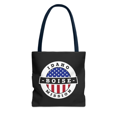 Idaho Boise Mission USA Flag Logo Tote Bag Black - Latter-Day Saint LDS Missionary Gift - Book of Mormon