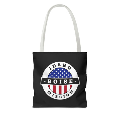 Idaho Boise Mission USA Flag Logo Tote Bag Black - Latter-Day Saint LDS Missionary Gift - Book of Mormon