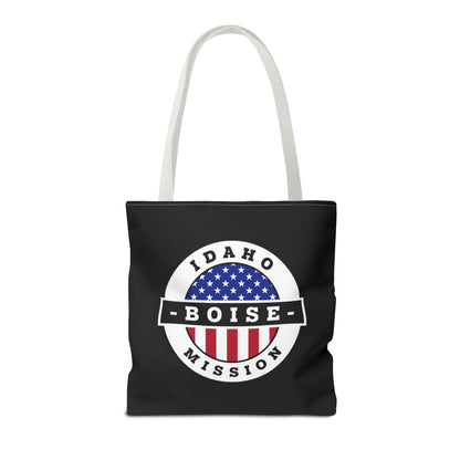 Idaho Boise Mission USA Flag Logo Tote Bag Black - Latter-Day Saint LDS Missionary Gift - Book of Mormon