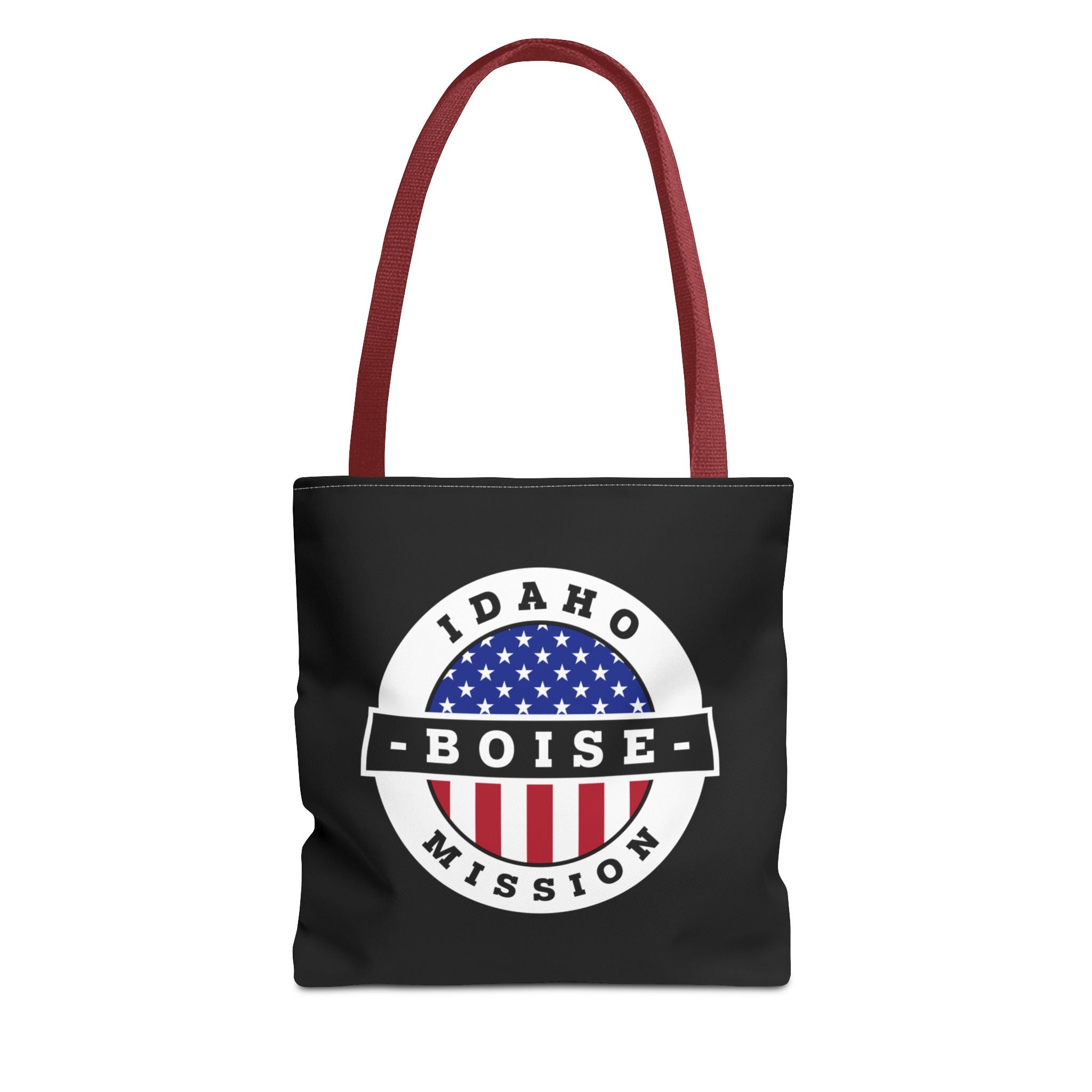 Idaho Boise Mission USA Flag Logo Tote Bag Black - Latter-Day Saint LDS Missionary Gift - Book of Mormon