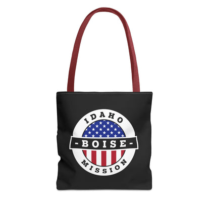 Idaho Boise Mission USA Flag Logo Tote Bag Black - Latter-Day Saint LDS Missionary Gift - Book of Mormon