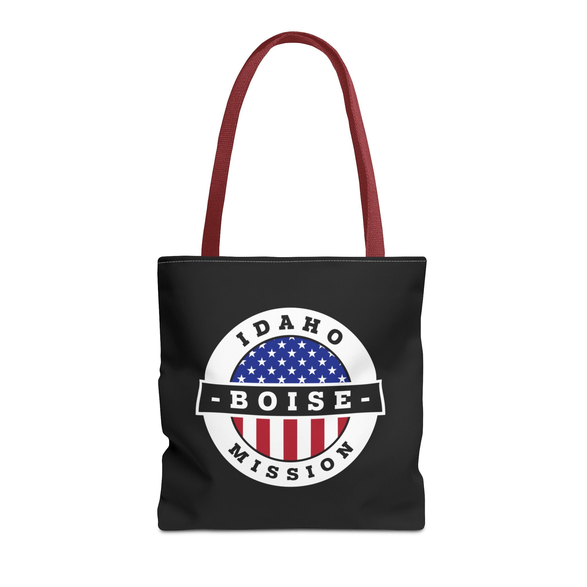 Idaho Boise Mission USA Flag Logo Tote Bag Black - Latter-Day Saint LDS Missionary Gift - Book of Mormon