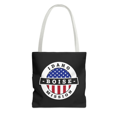 Idaho Boise Mission USA Flag Logo Tote Bag Black - Latter-Day Saint LDS Missionary Gift - Book of Mormon