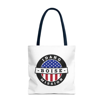 Idaho Boise Mission USA Flag Logo Tote Bag White - Latter-Day Saint LDS Missionary Gift - Book of Mormon