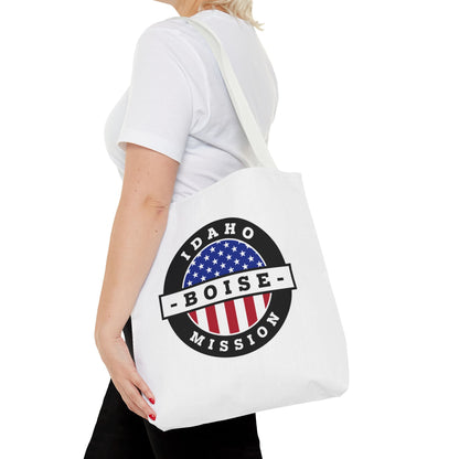 Idaho Boise Mission USA Flag Logo Tote Bag White - Latter-Day Saint LDS Missionary Gift - Book of Mormon