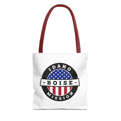 Idaho Boise Mission USA Flag Logo Tote Bag White - Latter-Day Saint LDS Missionary Gift - Book of Mormon