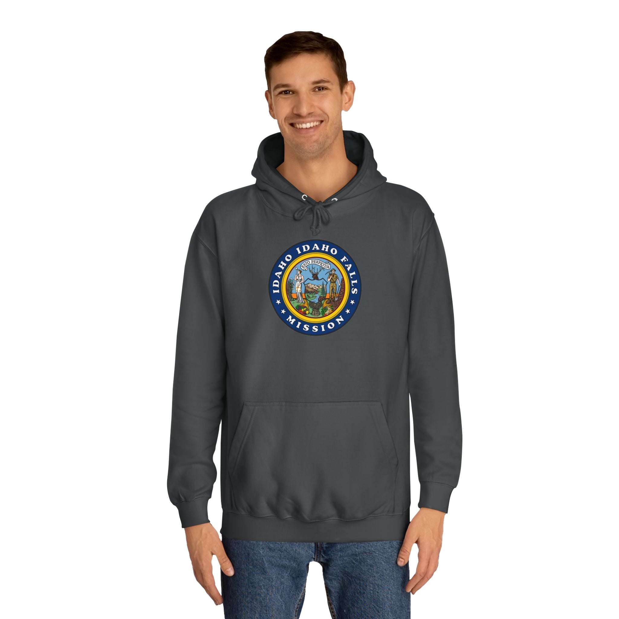 Idaho Idaho Falls Mission State Flag Logo (Black Border) College Hoodie