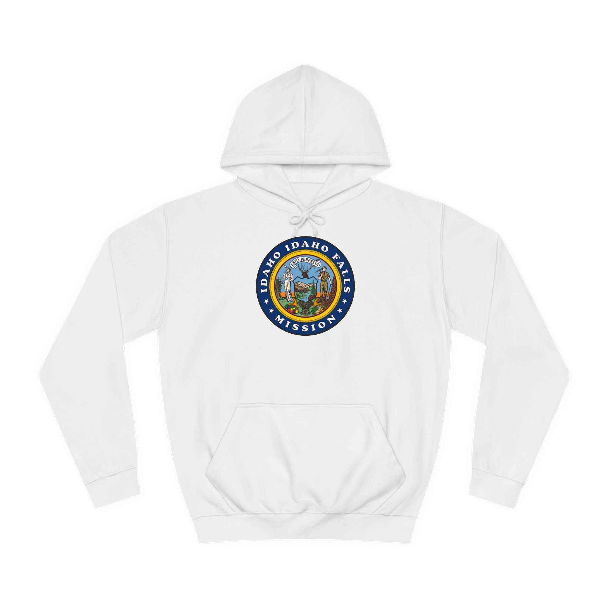 Idaho Idaho Falls Mission State Flag Logo (Black Border) College Hoodie