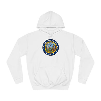 Idaho Idaho Falls Mission State Flag Logo (Black Border) College Hoodie