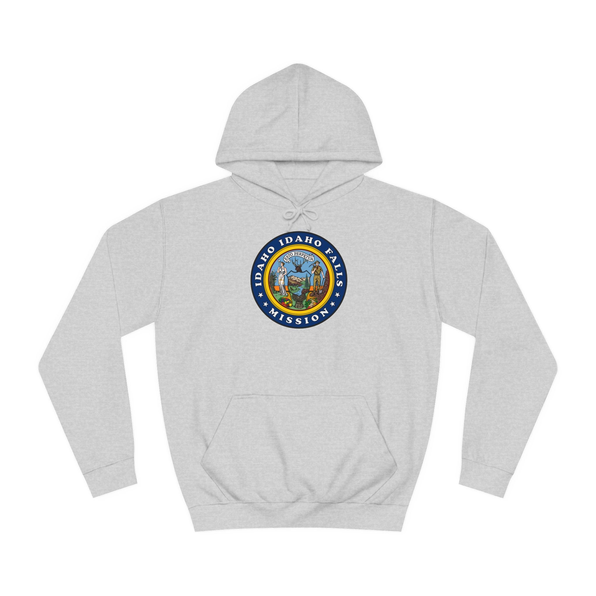 Idaho Idaho Falls Mission State Flag Logo (Black Border) College Hoodie