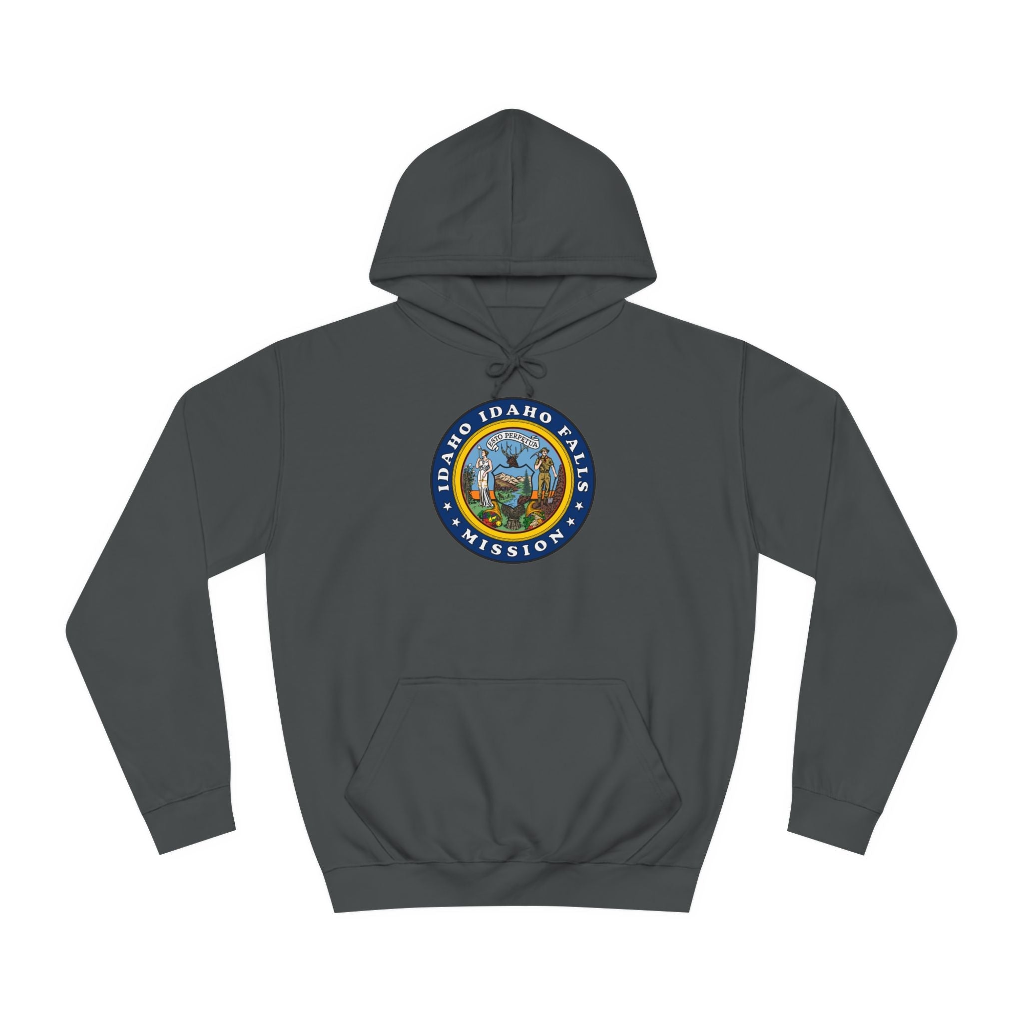 Idaho Idaho Falls Mission State Flag Logo (Black Border) College Hoodie