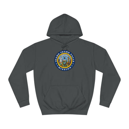 Idaho Idaho Falls Mission State Flag Logo (Black Border) College Hoodie